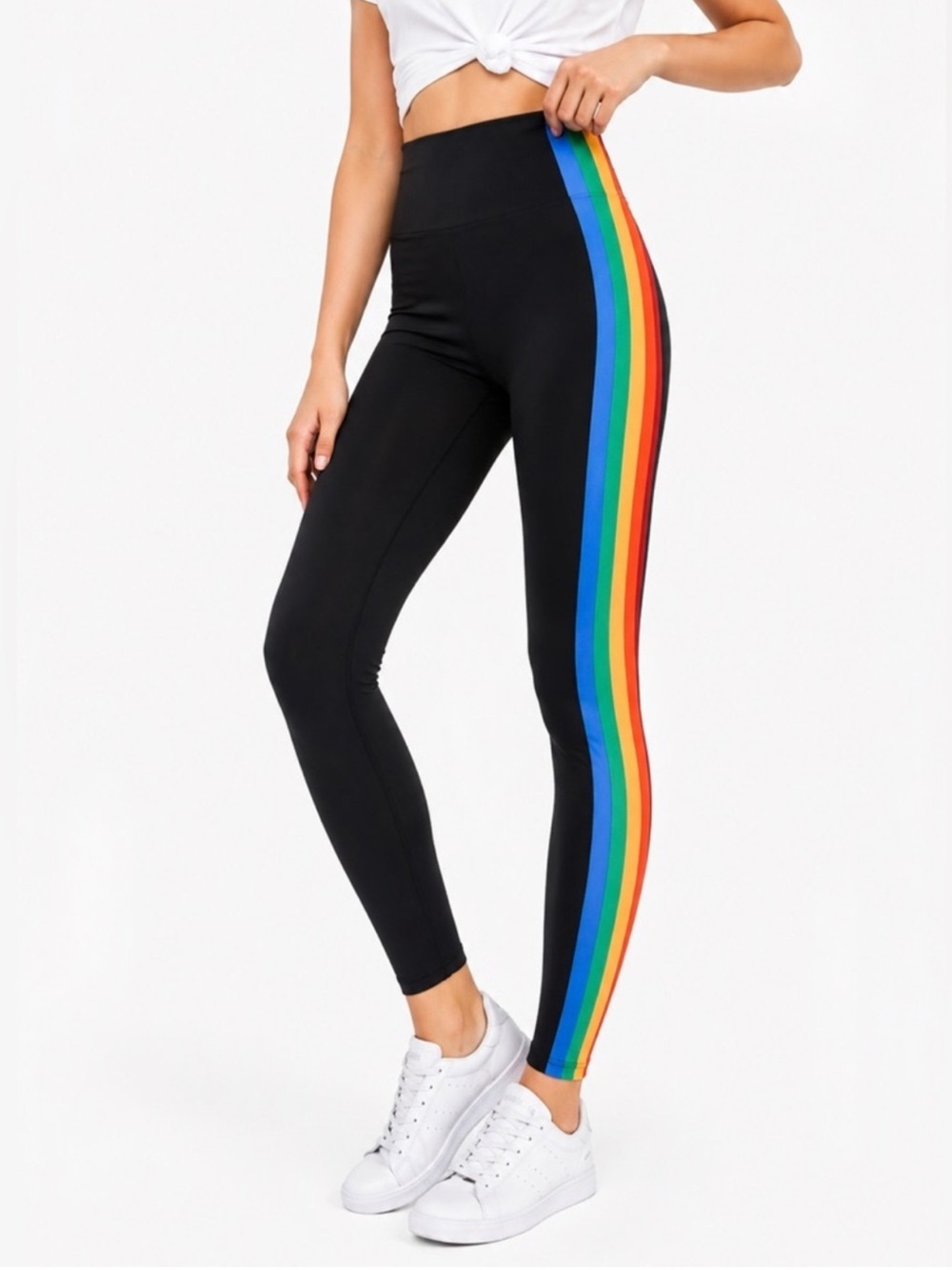 Beach Riot sport rainbow side striped leggings
